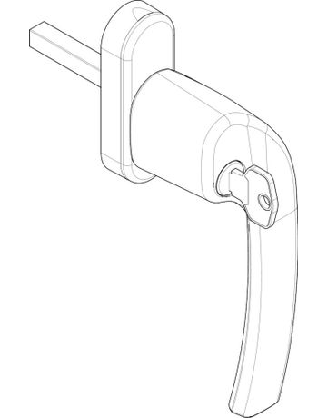 Fenstergriff, abschliessbar, Druckzylinder, 7/43 RotoLine, Standard, DR, verkehrsweiß