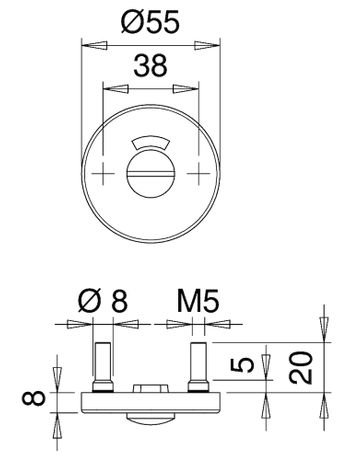 Bild Schlüsselrosettenpaar Riva 1057 rund,WC/SS, 8mm,TS 38-48,ER - edi-1