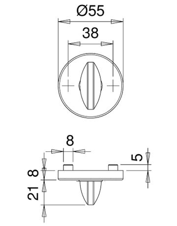 Bild Schlüsselrosettenpaar Riva 1057 rund,WC/SS, 8mm,TS 38-48,ER - edi-2