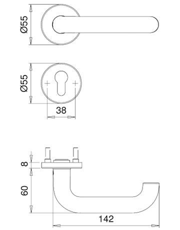 Bild Drückergarnitur Riva FS 5403/8603 Rosette ,PZ,9,ER matt,TS38-58-1