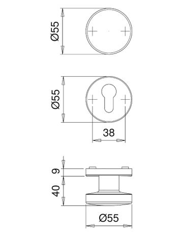 Bild Wechselgarnitur 1416 Rosette ,PZ,9,RAL 9005 beschichtet ,TS40-66-1