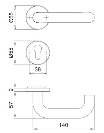 Bild Wechselgarnitur 1416 Rosette ,PZ,9,RAL 9005 beschichtet ,TS40-66-2