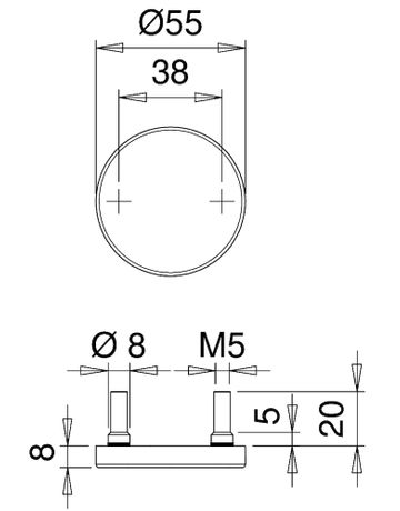 Bild Schlüsselrosettenpaar Riva 1058 rund,BL, 8mm,TS 38-58,ER - edi-2