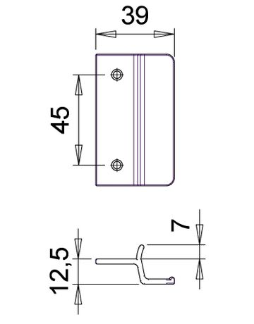 Bild Fenstertür-Ziehgriff, mit Steg, 65mm, 9520, Aluminium, silberfarbig eloxiert-1