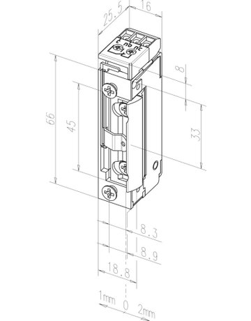 Bild Elektro-Türöffner, ohne Schließblech 118SRR, 10-24V AC/DC, DL-R - effeff-1