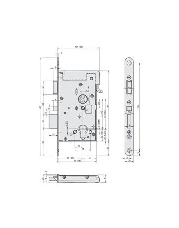 Bild Panik-Einsteckschloss 809M32 PZ72/9,D60,F24x235,chr.,DR - effeff-1