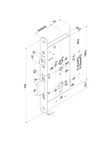 Bild PA-Einsteckschloss 409X PZW72/9,D55,F20x235rd,chr.,DL - effeff-1