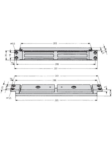 Bild OT-Flächenhaftmagnet, elektrisch, 827, Aluminium, 2500N, silber eloxiert - effeff-1