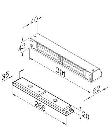 Bild OT-Flächenhaftmagnet, elektrisch, 827HA, Aluminium, 2500N, silber eloxiert - effeff-1