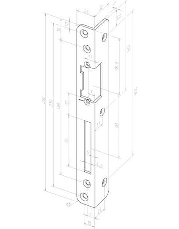 effeff Winkelschließblech 069, DL, 25x250x32 rd, edelstahl