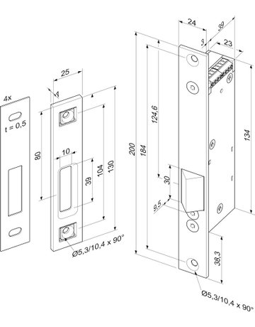 Bild FLUCHTTÜRVERRIEGELUNG 352M RR AK-RR MIT GEGENSTÜCK UND ECKIGEM SBL EST - effeff-1