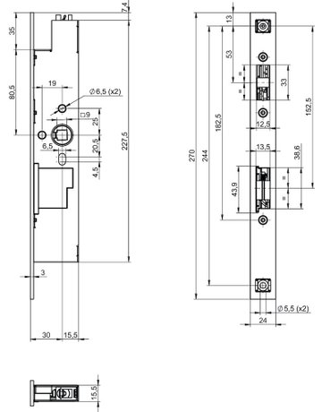 Bild Panikgegenkasten N1940 40 mm 40mm Dornmass F6X24mm - effeff-1