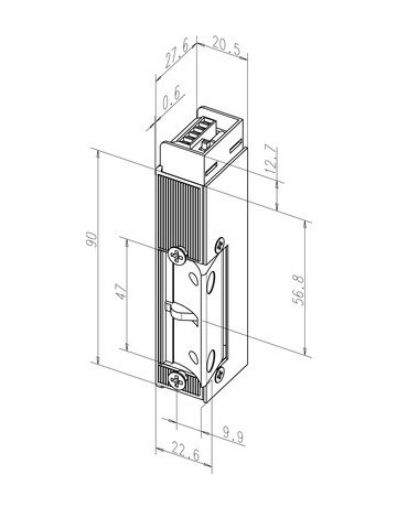 Bild Türrahmen -Aufschraubtüröffner, Multifix A06, 14U460, mit Gehäuse, 12-24V, DC - effeff-1