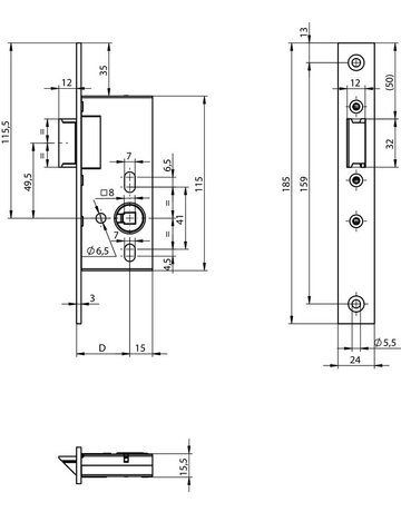 Bild Fallenschloss OneSystem N1502 UG/8,D35,F24x185rd,ER - effeff-1