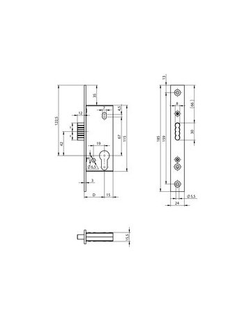 Bild Riegelschloss OneSystem N1503 PZ,D35,F24x185rd,ER - effeff-1