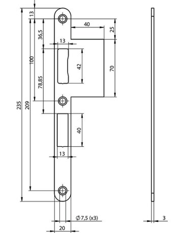 Bild Lappenschließblech OneSystem N6001 20/60x235x3 rd,edelstahl - effeff-1
