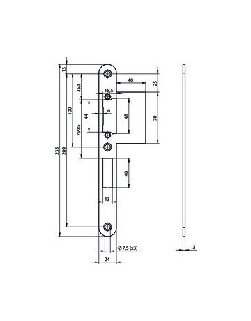 Bild Lappenschließblech OneSystem N6003 24/64x235x3 rd,edelstahl - effeff-1