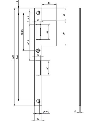 Bild Lappenschließblech OneSystem N6500 24/64x270x3 ktg,edelstahl - effeff-1