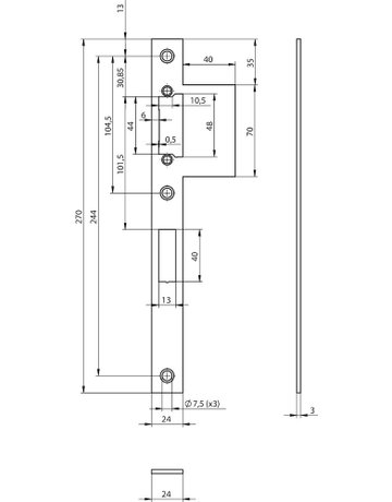 Bild Lappenschließblech OneSystem N6502 24/64x270x3 ktg,edelstahl - effeff-1