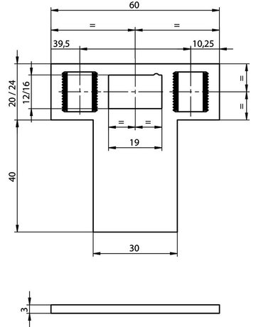 Bild Lappenschließblech OneSystem N6900 24/64x60x3 ktg,edelstahl - effeff-1