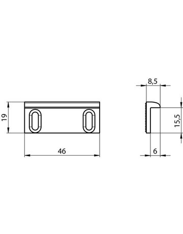 Bild Objekttür-Aufschraubstück, S.642/5, für Türöffner, B46mm, H19mm, T8,5mm,, verzinkt - effeff-1