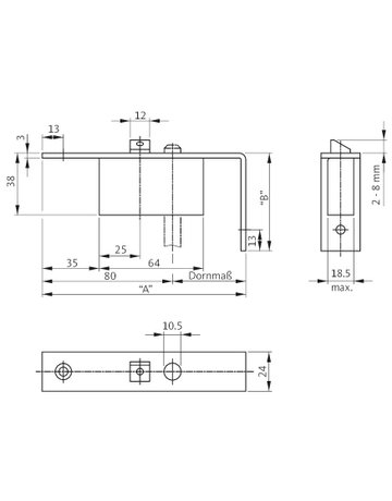 Bild Schaltschloss B 1595 W24x125x45ktg,D45,ER matt - BKS-1