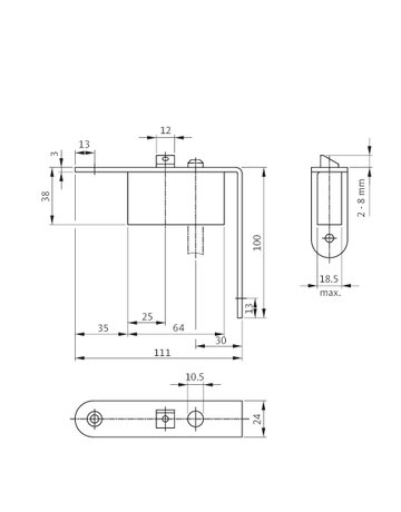 Bild Schaltschloss B 1595 W24x111x100rd,D65,ER matt - BKS-1