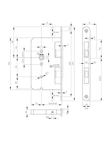 Bild Panik-Treibriegelschloss B 2390 UG/9,D65,L24/36x235rd,ER,DR-1