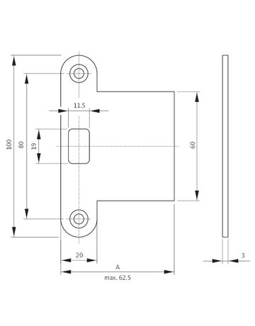 Bild Lappenschließblech B 9000 20/62,5x100x3 rd,edelstahl-1