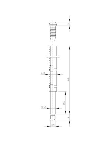 Bild Treibriegelstange B 9006 mit Gleitstopfen,Ø10x1.500mm,vz,M6-2