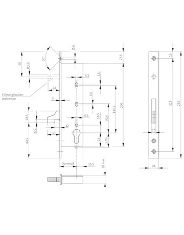 Bild Riegel-Einsteckschloss 1427 PZ,D30,F24x255ktg,ER - BKS-1