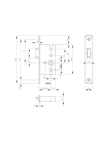 Bild Fallenschloss B 1307 UG/8,D65,F20x160ktg,NiSi - BKS-2