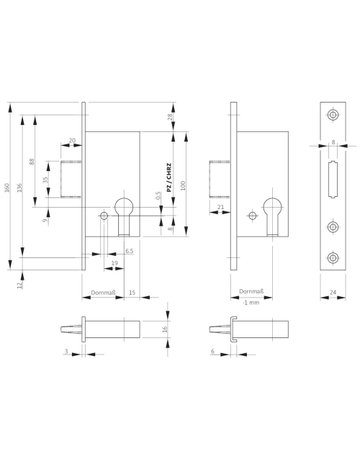 Bild Riegel-Einsteckschloss B 1308 PZ,D55,F24x160ktg,ER - BKS-5