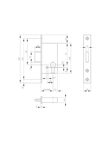Bild Riegel-Einsteckschloss B 1308 PZ,D55,F24x160ktg,ER - BKS-3