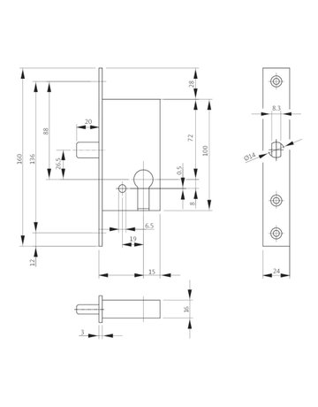 Bild Riegel-Einsteckschloss B 1308 PZ,D55,F24x160ktg,ER - BKS-4