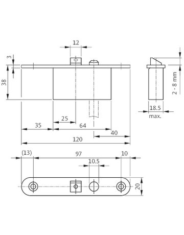 Bild Schaltschloss B 1595 F20x120rd,D80+100,ER matt - BKS-1