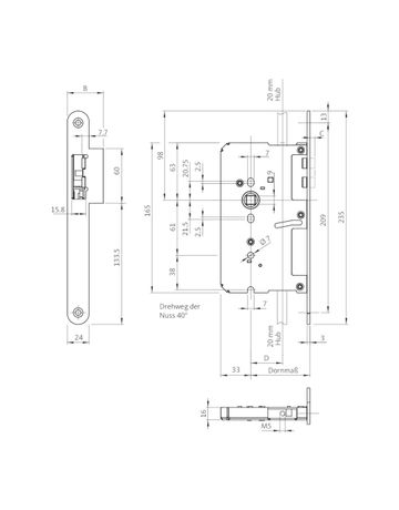 Bild Panik-Treibriegelschloss B 2189 UG/9,D65,L24/34x235rd,ER,DR-1