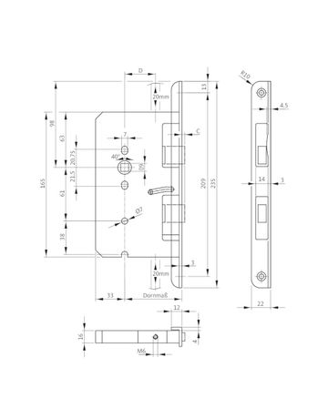 Bild Panik-Treibriegelschloss B 2390 UG/9,D65,L24/36x235rd,ER,DR-2