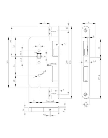 Bild Treibriegelschloss B 2394 AUTO UG/9,D100,F24x235rd,ER,DR - BKS-1