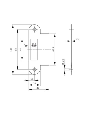 Bild Lappenschließblech S403 24/42x103x1,5 rd,nickelsilber - BKS-1