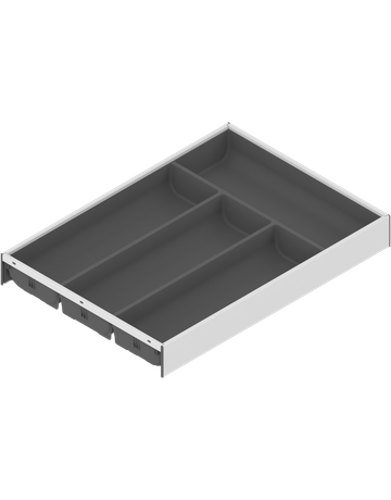 Bild AMBIA-LINE Besteckeinsatz, für LEGRABOX/MERIVOBOX Schubkasten, Kunststoff / Stahl, 4 Besteckfächer, NL=450 mm, Breite=300 mm, seidenweiss /oriongr. - Blum-1