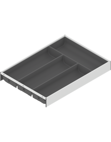 Bild AMBIA-LINE Besteckeinsatz, für LEGRABOX/MERIVOBOX Schubkasten, Kunststoff / Stahl, 4 Besteckfächer, NL=450 mm, Breite=300 mm, seidenweiss /oriongr. - Blum-0