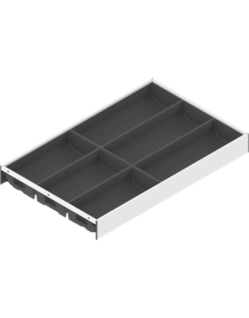 Bild AMBIA-LINE Besteckeinsatz, für LEGRABOX/MERIVOBOX Schubkasten, Kunststoff / Stahl, 6 Besteckfächer, NL=500 mm, Breite=300 mm, seidenweiss /oriongr. - Blum-1