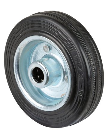 Bild Gummirad 100mm B55.100 schwarz, Radk.verzinkt, RL - BS ROLLEN-0