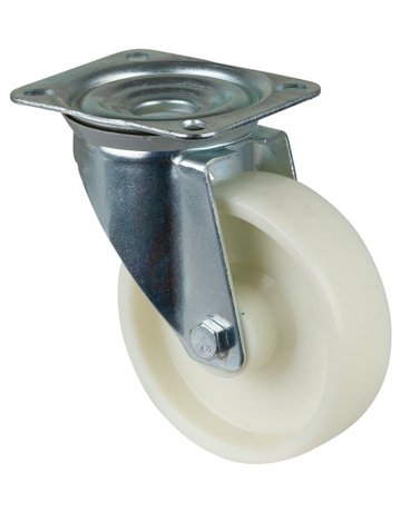 Bild Lenkrolle 150mm L400.B10 Platte, Kunststoff weiß, RL L400.B10.150 - BS ROLLEN-0