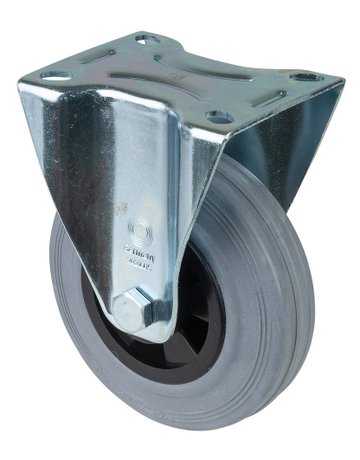 Bild Bockrolle 125mm L410.B46 Platte, Gummi grau, RL L410.B46.125-0