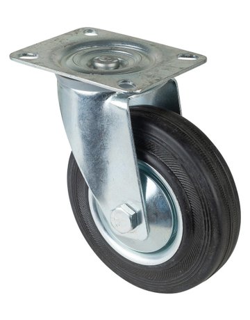 Bild Lenkrolle 125mm L400.B55 Platte, Gummi schwarz, RL L400.B55.126 - BS ROLLEN-0