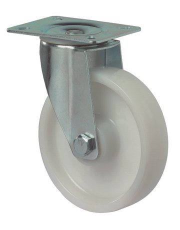 Bild Lenkrolle 125mm L400.B10 Platte, Kunststoff weiß, RL L400.B10.125 - BS ROLLEN-0