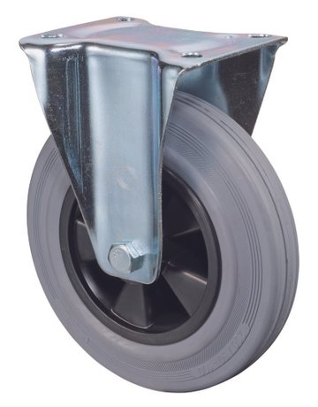 Bild Bockrolle 200mm L410.B46 Platte, Gummi grau, RL L410.B46.200-0