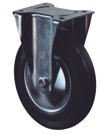 Bild Bockrolle 200mm L410.B55 Platte, Gummi schwarz, RL L410.B55.201 - BS ROLLEN-0